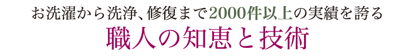 お洗濯から洗浄、修復まで2000件以上の実績を誇る職人の知恵と技術